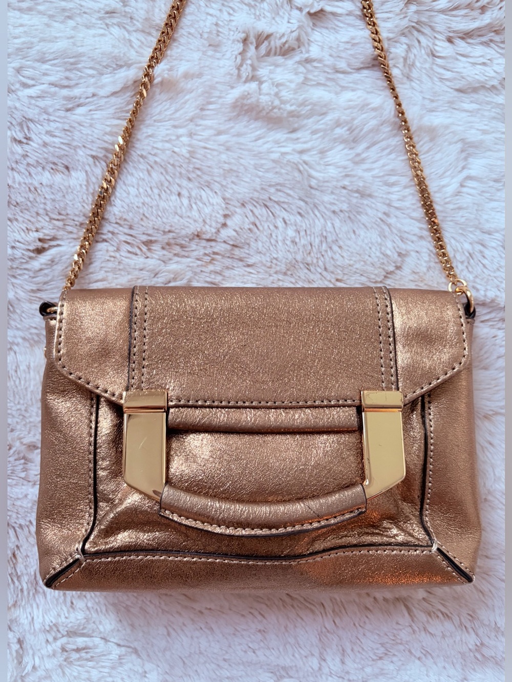 ✨ Milly Quiet Luxury Old Money Y2K Glam Metallic Gold Mini Crossbody Purse Bag
